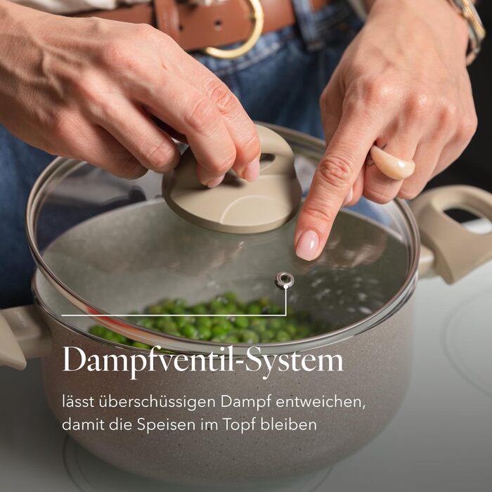 Алюмінієва каструля FLORINA 16 см 1,6 л Підходить для індукції Керамічне покриття, стійке до подряпин М&39яка ручка під дерево Термостійка Для всіх варильних поверхонь Легко миється (ISLA, 2,4 л - 20 см)