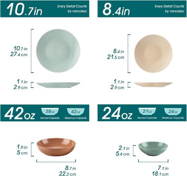 Столовий сервіз з керамограніту, ванкассо 32 шт. Карстовий комбінований сервіз з фаянсу, набір посуду у вінтажному вигляді на 4-12 осіб (Сабіна-м, посуд на 4 особи)