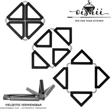 Квадратна силіконова підставка під гаряче 3 шт чорний O-ishii