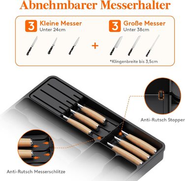 Органайзер для столових приладів 60 х 40 х 4,6 см 2 шт чорний Lifewit