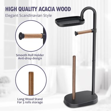 Держатель бумаги APEXCHASER,Держатель для туалетной бумаги,Отдельно стоящий держатель для туалетной бумаги,Держатель для туалетной бумаги с лотком без сверления,Деревянный держатель для туалетной бумаги,Сменный держатель рулона из нержавеющей стали для ту