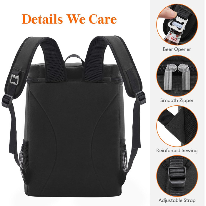 Герметичная сумка-холодильник Рюкзак Водонепроницаемый рюкзак для пикника Изолированная сумка для ланча для мужчин Женщины Работа Пикники Пляж Caping Путешествия Активный отдых на свежем воздухе, (черный, M), 22L Cool Pack