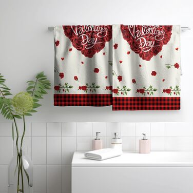 Різдвяні кухонні рушники Kwlegh, рушник для рук, різдвяна ялинка, цукерка-тростина, сніжинка, рушник для пальців, набір з 2 шт. , милий чоловічий банний рушник, високопоглинаючі рушники, 36 x (серце червоної троянди)