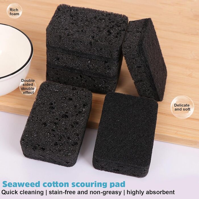 Набір губок для миття посуду 3 шт. 6,9 х 9,8 см чорний Okaywork