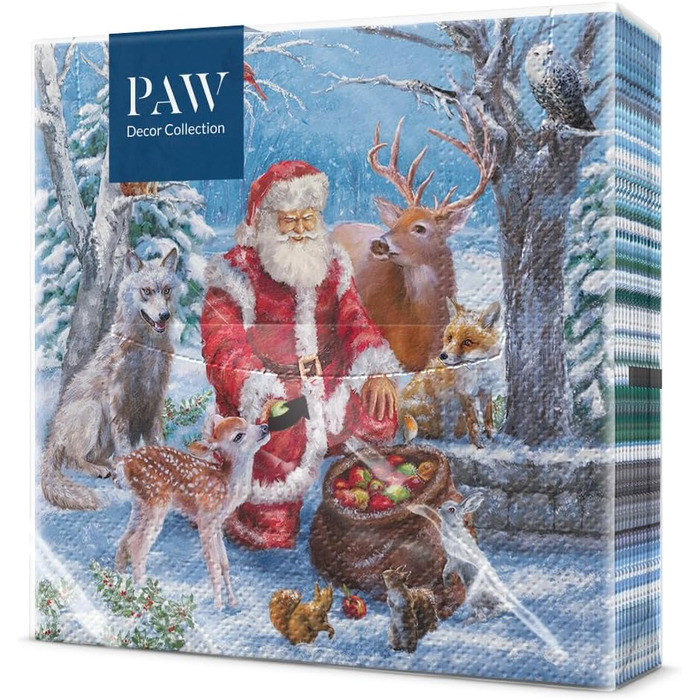 Серветки 3-шарові (33 x 33 см) I 20 шт. I Різнокольорові паперові серветки, ідеальні для різдвяного столу I Серветки - Різдво, зима, зірки, сніг, сніговики I (Подарунки від Санти)