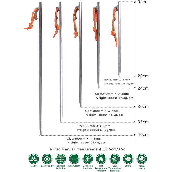 Кілочки для намету 6 шт. Ti4012P40L  iBasingo