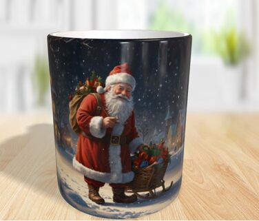 Подарункова кружка 330 мл з принтом Санта Клаус на снігу Generic
