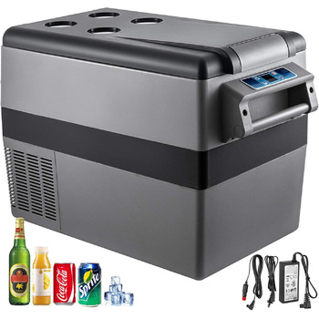 Автомобільний холодильник VEVOR 35L, компресорний холодильник, коробка-холодильник з нержавіючої сталі, ізольована коробка для свят, міні-холодильник, автомобільний холодильник з розеткою 35L (45L)