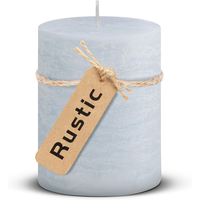 Набір із 4 свічок-стійок Brandsseller 7 x 10 см фарбовані та виготовлені з парафіну сільські свічки з тривалим часом горіння декоративні свічки для прикраси столу, Різдва та вечірок (7 x 10 см набір із 4 шт. , світло-блакитний)