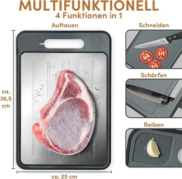 Дошка для розморожування та нарізання 36,5 x 25 см, сірий STONELINE