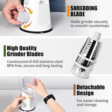 Терка для сыра роторная, белая RAIQEE