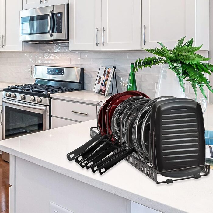 Підставка для посуду розсувна 56 x 19,5 см, на 10 відділень, бронза Puricon