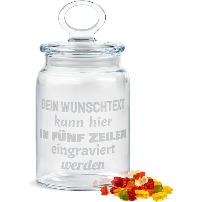 Скляна банка для печива PR Print Royal з гравіюванням - Створіть своє власне ім&39я або вислів як подарунок на день народження чи Різдво Персоналізований подарунок (800 мл)