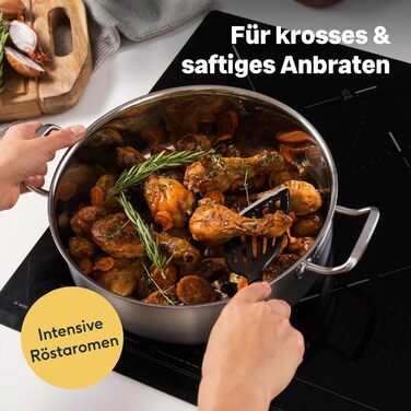 Сотейник 28 см с ручками и крышкой, нержавеющая сталь Silberthal