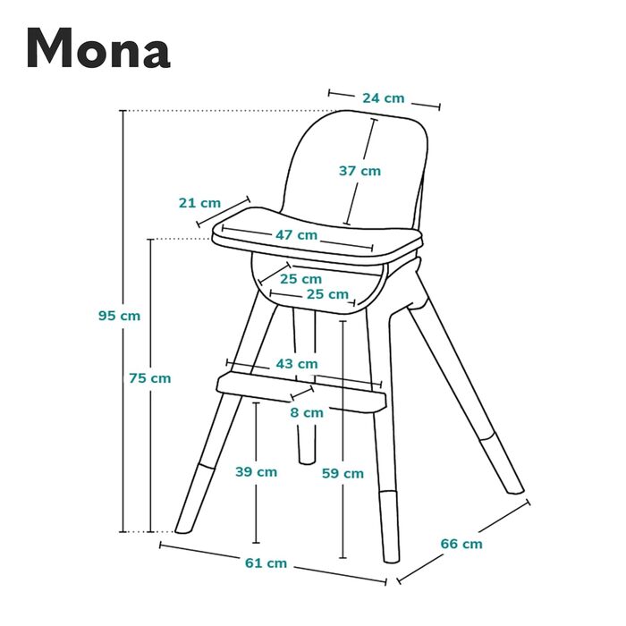 Дитячий стільчик для годування 4-в-1 від 6 місяців сірий Mona Lionelo