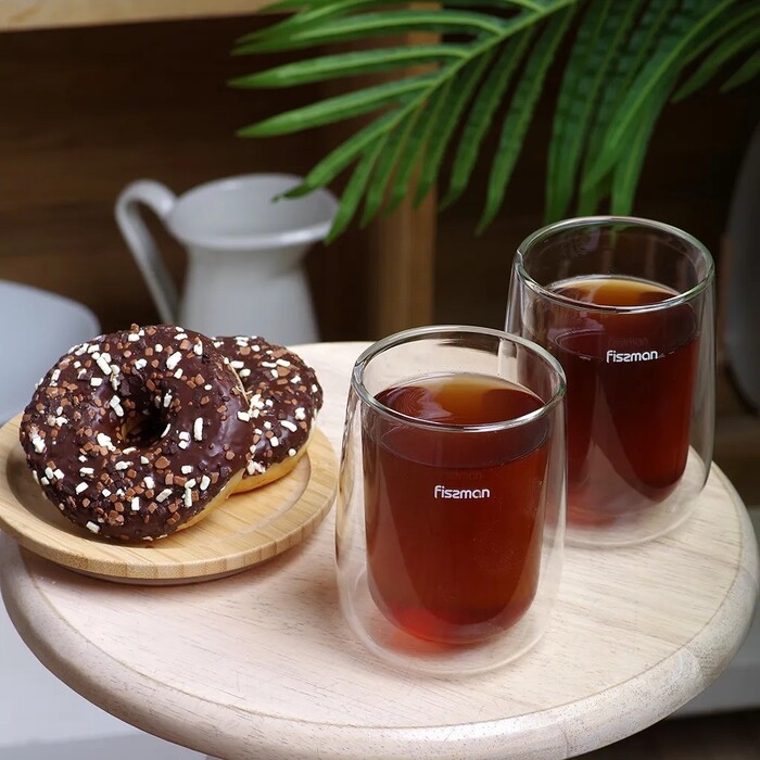 Комплект з двох склянок Fissman BONBON 350 мл жароміцне скло з подвійними стінками (6448)