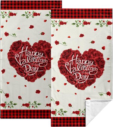 Різдвяні кухонні рушники Kwlegh, рушник для рук, різдвяна ялинка, цукерка-тростина, сніжинка, рушник для пальців, набір з 2 шт. , милий чоловічий банний рушник, високопоглинаючі рушники, 36 x (серце червоної троянди)