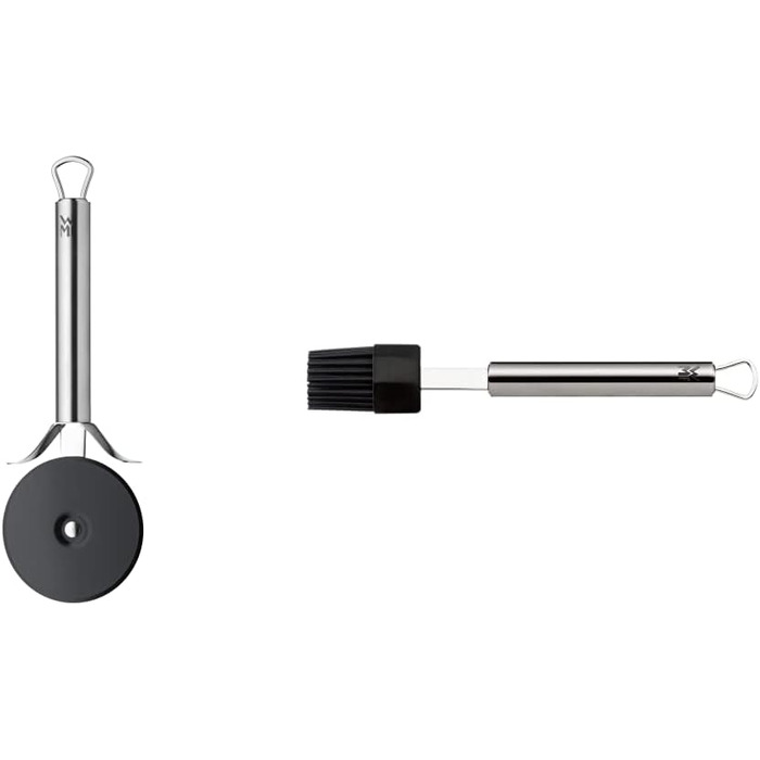 Різак для піци WMF Profi Plus 19,8 см, колесо для тіста з покриттям, ролик для піци, різак для піци, нержавіюча сталь Cromargan частково матова, можна мити в посудомийній машині (комплект із силіконовим пензлем для випічки 20 см)