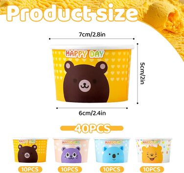 Набір паперові стаканчики для морозива 40 шт. 150 мл dellyy