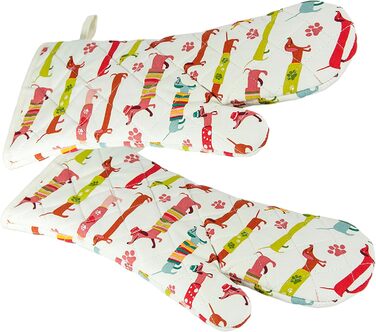 Набір з 2 рукавичок для духовки 35 х 17 см, різнокольоровий SPOTTED DOG GIFT COMPANY