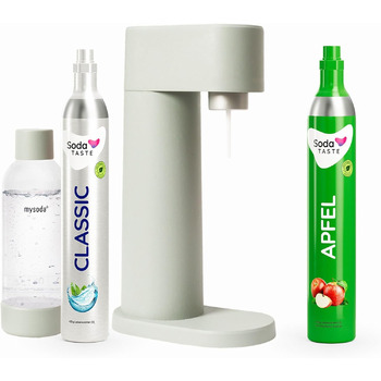 Набір для газування води, 4 предмети, класик + яблуко, світло-зелений Mysoda Woody SodaTASTE