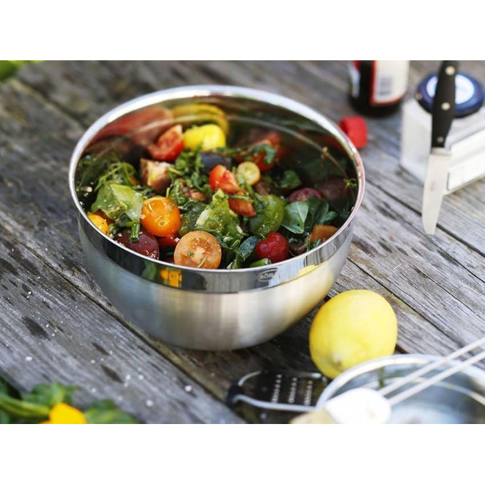 Набір мисок RSLE з 3 предметів великі та кришки RSLE для збереження свіжості (Ø 16, 20, 24 см), високоякісні, елегантні, виготовлені з нержавіючої сталі для приготування та зберігання їжі, можна мити в посудомийній машині (набір мисок з 2 предметів, Black