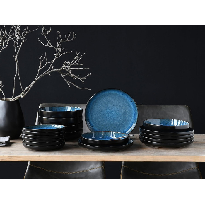 Набор тарелок на 6 персон, 18 предметов, синий Nordic Fjord Creatable