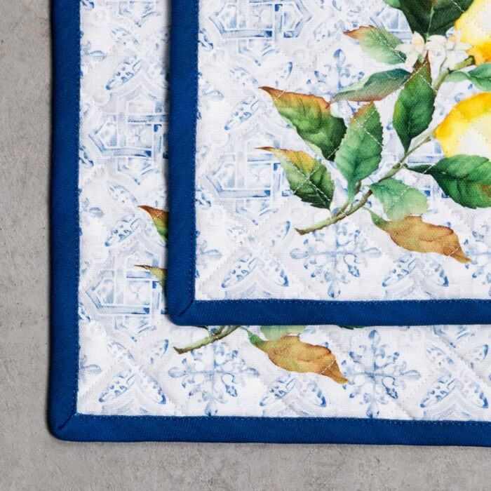 Рукавички для духовки Maison d&39 Hermine, підставки для каструль, 100 бавовна, термостійкі кухонні рукавички, рукавички для духовки (19 см x 33 см) та підставки для каструль (20 см x 20 см) для приготування їжі, Morzine - рукавички для духовки на День по