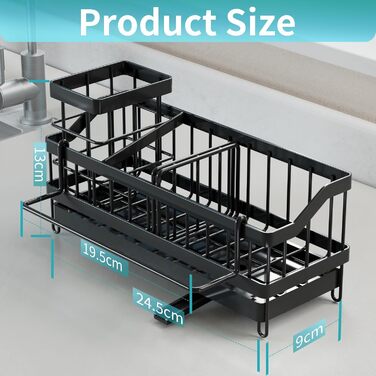Органайзер для раковини, чорний iHomara