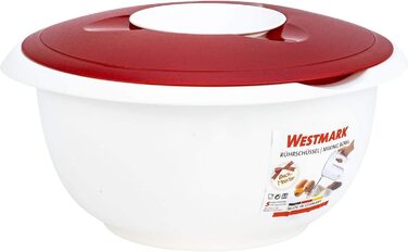 Чаша для змішування та випікання з двокомпонентною кришкою, 2,5 л, з носиком, пластикова, біла/яблучно-зелена, 3153227A (біла/червона, з кришкою)