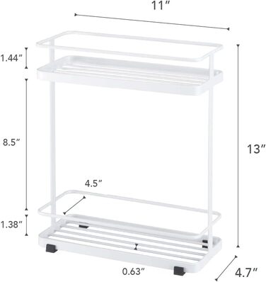 Аксесуари для ванної кімнати Підставка для торта Домашня полиця для ванної кімнати тримач для душу у ванній кімнаті, органайзер для полиць Caddy, легована сталь, білий, короткий