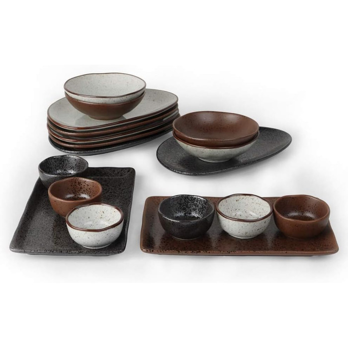 Арена Реактивный фарфор на 4 человека (18 шт.) Набор для завтрака RT, черный)