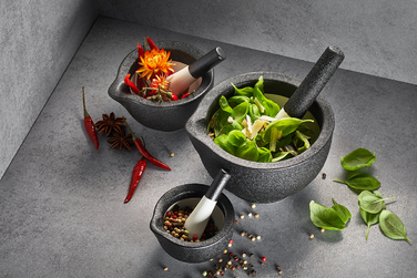 Ступка с пестиком, 7,7 см, черная Grino Gefu