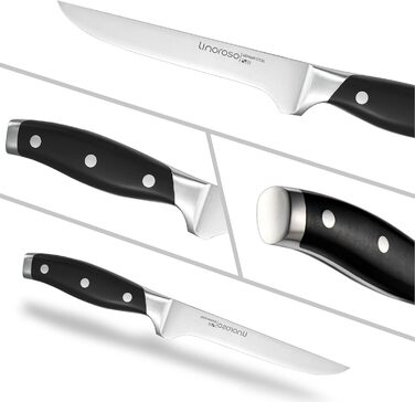 Ніж для чищення овочів linoroso 9 см Ніж для чищення овочів Гострі ножі для фруктів Кухонні ножі Маленькі кухонні ножі Німецькі поковки з вуглецевої сталі Ергономічна ручка з елегантною подарунковою коробкою - Classic Series (5.7-дюймовий обвалочний ніж)