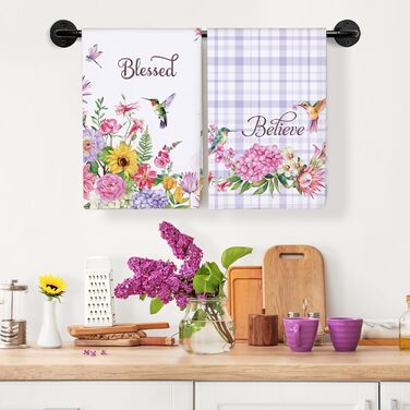 Кухонні рушники, бавовна, 4 упаковки, кухонні рушники, 100 бавовна. Осінній набір кухонних рушників. Багатоцільовий високоякісний набір кухонних рушників для сушіння. Рушники 50 x 70 см (пташки та квіти)