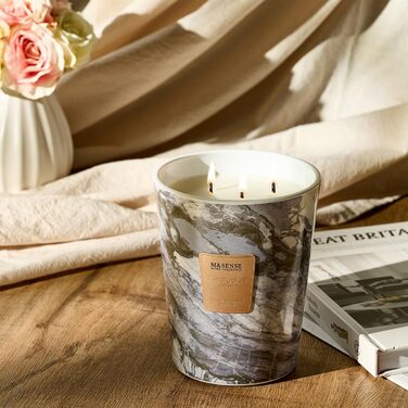 Ароматизована свічка M&SENSE велика Чорні ароматизовані свічки у склянці Ароматизована свічка з натурального соєвого воску Розслаблююча ароматерапія Подарунок для жінок та чоловіків, Різдво Час горіння 75 годин та 2 ґноти (евкаліпт-м&39ята, 990 г)