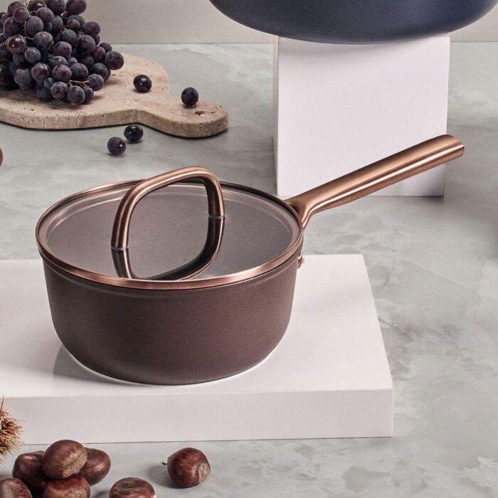 Сотейник 18 см зі скляною кришкою, коричневий Milano Zwilling