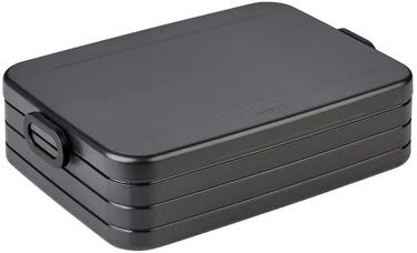 Ланч-бокс с коробкой Bento - на 4 бутерброда или 8 ломтиков хлеба - Ланч-бокс для небольших закусок и остатков еды - Ланч-бокс для взрослых - Коробка с отделениями - (Nordic Black, Lunchbox Duo Pack Large / Midi)