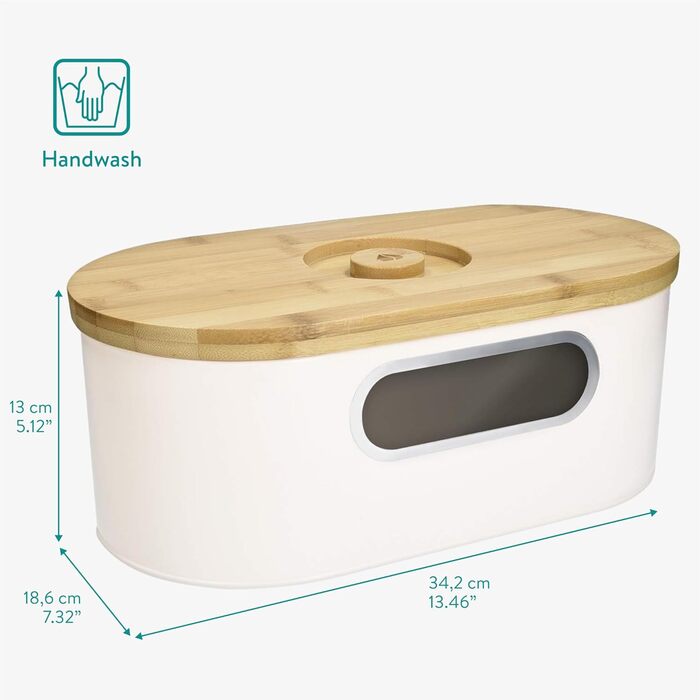 Хлебница с деревянной крышкой, кремовая Navaris