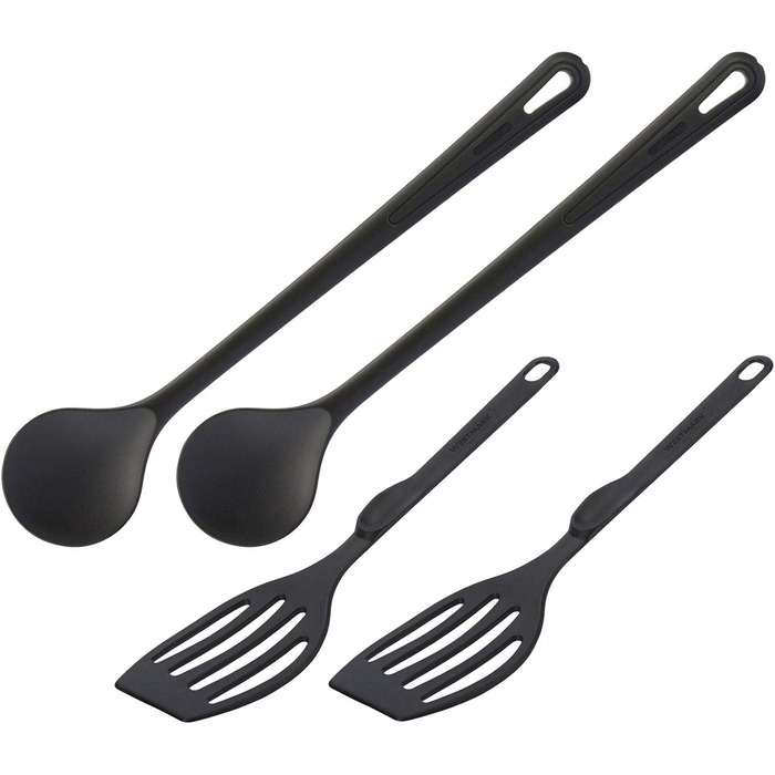 Набір кухонних гаджетів Westmark, 4 шт. , 2 лопатки та 2 ложки для перемішування, якісний пластик, ніжний та флональний, чорний, 203522E6