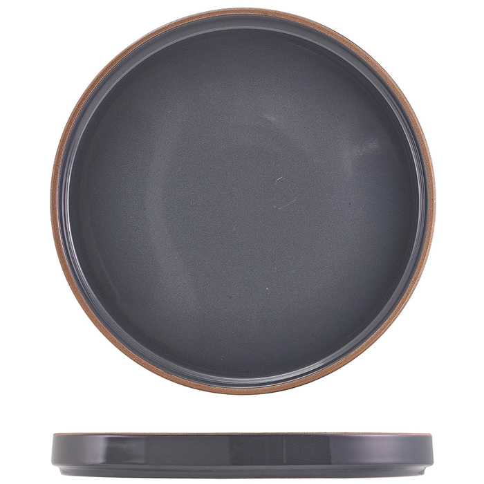 Тарілка презентаційна 25*2.5 см із низьким вертикальним бортом, Kava Dark Grey Stoneware, GenWare