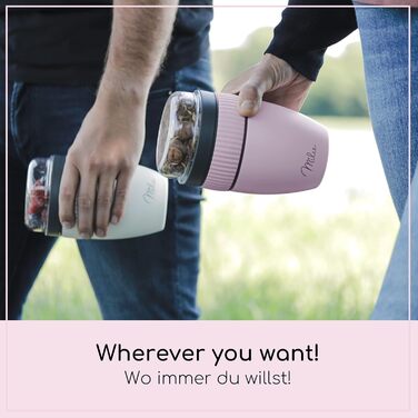 Стаканчик для пластівців Milu 400 мл з назвою MsliMax для йогурту герметичний стаканчик з ложкою (рожевий, нержавіюча сталь)