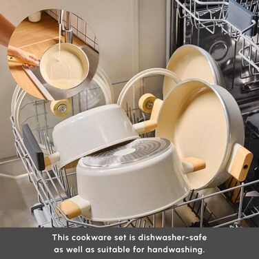 Набір каструль з антипригарним покриттям 7 предметів бежевий Swiss Crystal Karaca