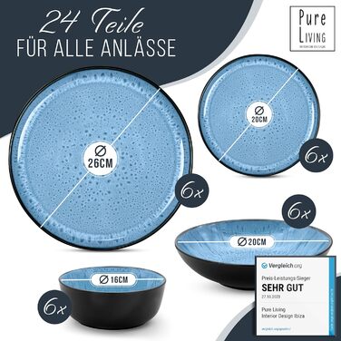 Набір посуду з керамограніту на 6 персон, 24 предмети PURE LIVING INTERIOR DESIGN
