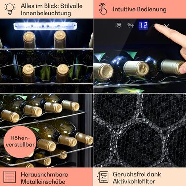 Винний холодильник до 24 пляшок чорний Klarstein