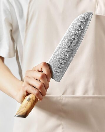 Нож сантоку 18,2 см, дамасская сталь Lan XINZUO