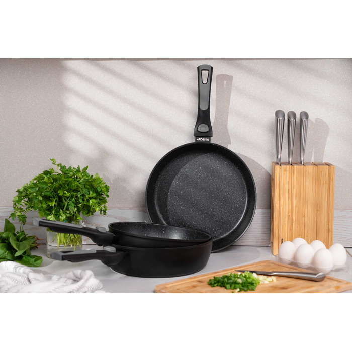 ARDESTO Сковорода глибока зі знімною ручкою Gemini Bari, 28см, алюміній, чорний