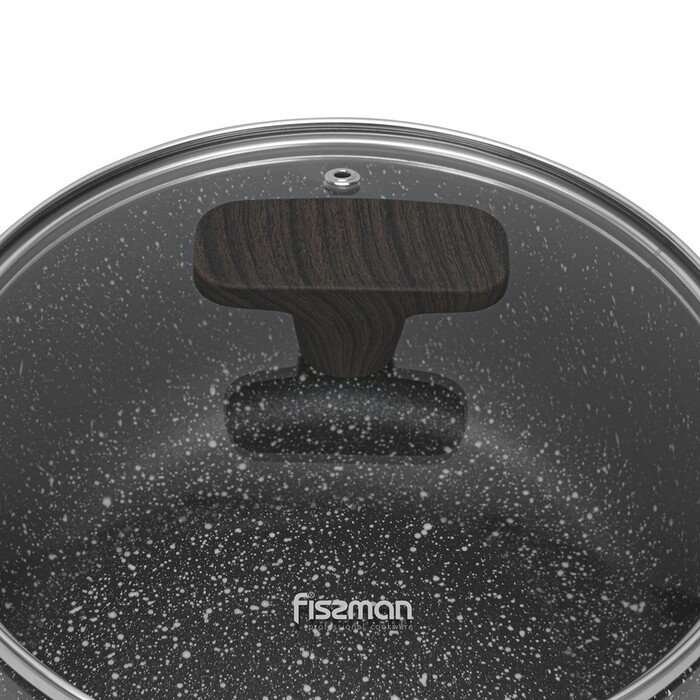 Ківш Fissman CARRIE 16x7,6 см/1,4 л зі скляною кришкою алюміній з антипригарним покриттям (14481)