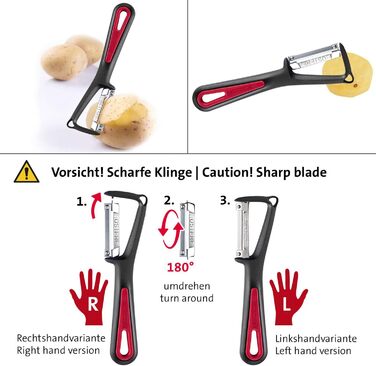 Ручний спіральний різак для овочів Westmark з 2 ріжучими конусами та фіксатором, нержавіюча сталь/пластик, антрацит/червоний, 11622260 (Spiromat Овочечистка)