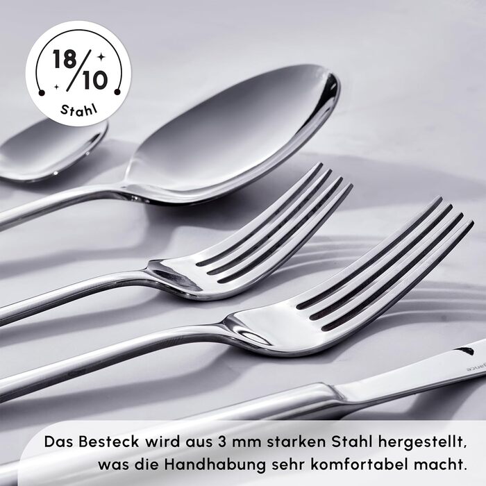 Набор столовых приборов из 60 предметов, на 12 человек, набор столовых приборов из нержавеющей стали 18/10, можно мыть в посудомоечной машине, идеально подходит для повседневного использования